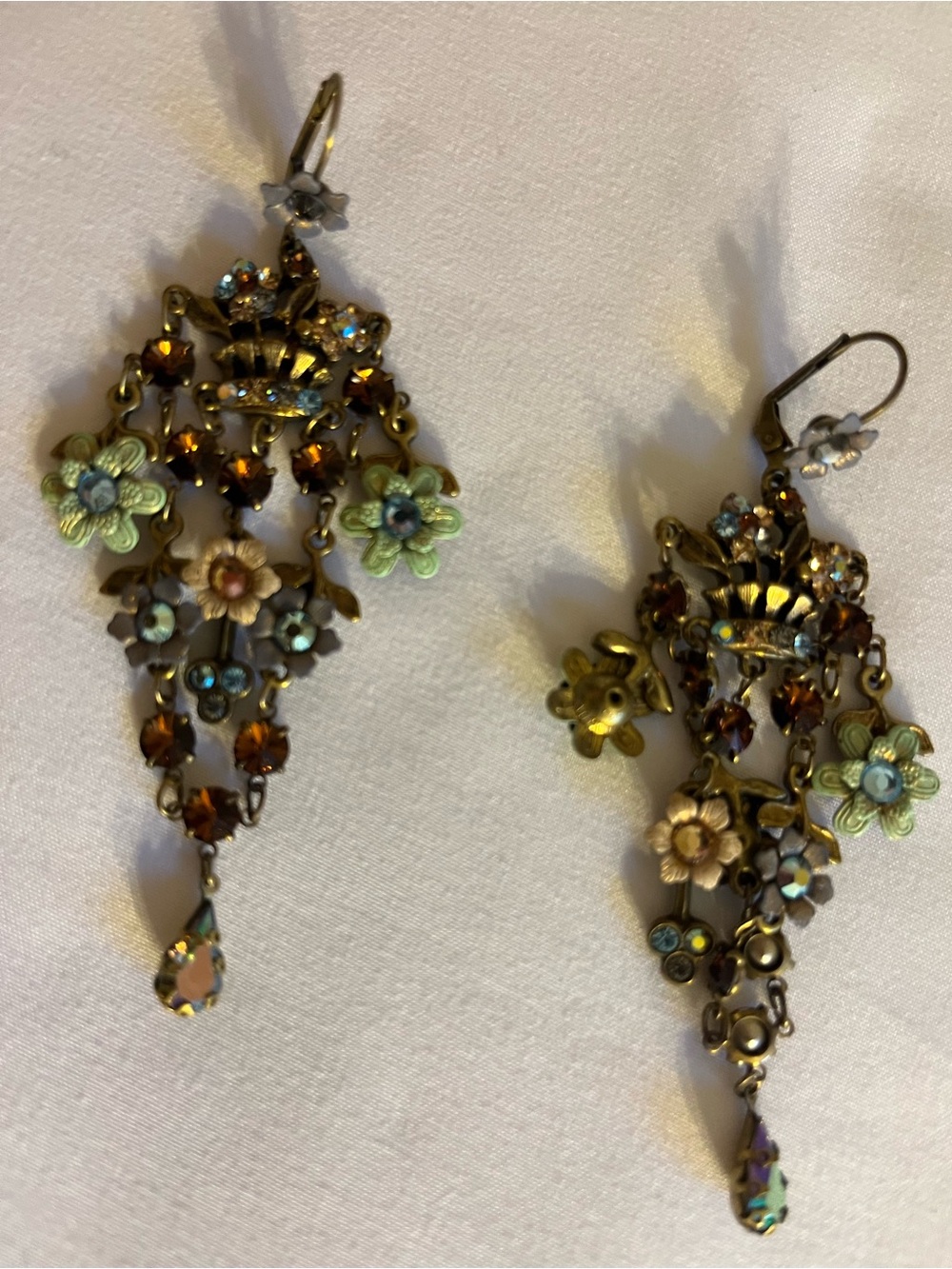 Michal Negrin Gold Floral Crystal Chandelier Earrings